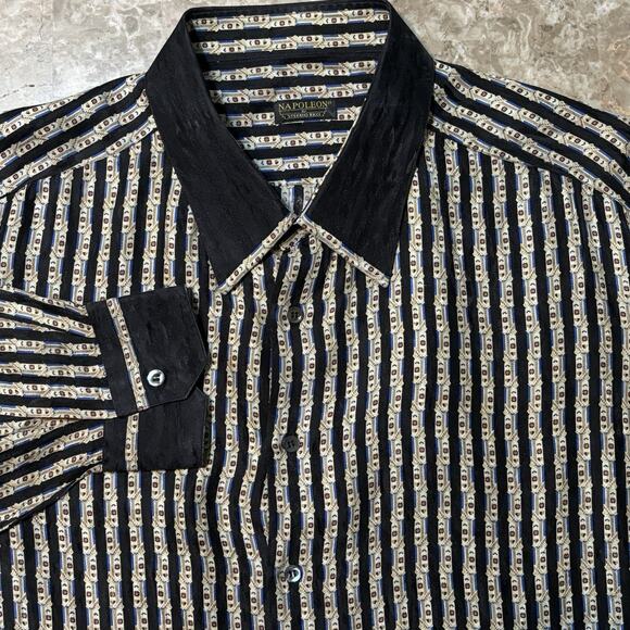 Napoleon By Stefano Ricci Shirt Mens 2XL 100% Silk Long Sleeve Button Italy - Picture 1 of 12